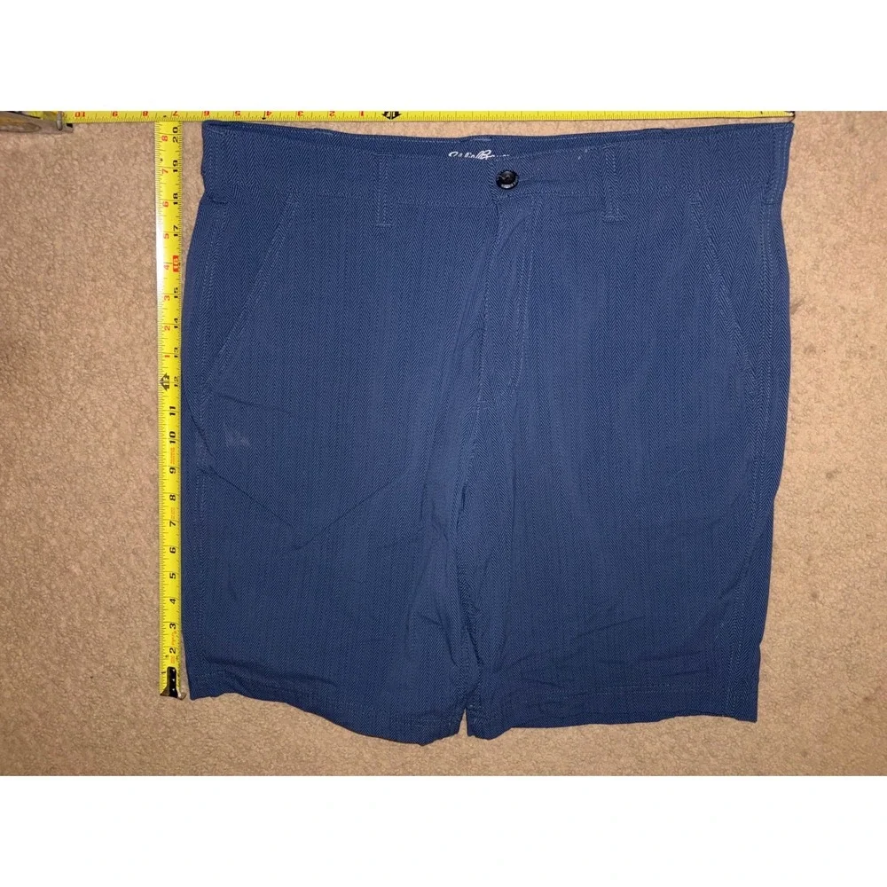 Eddie Bauer Travex Mens 36 Blue Herringbone Performance Shorts Stretch T49-47